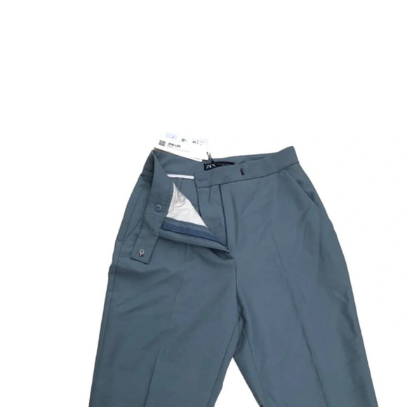 Zara Stretch High Rise Straight Leg Trouser Pants Gray Small - Picture 6 of 14